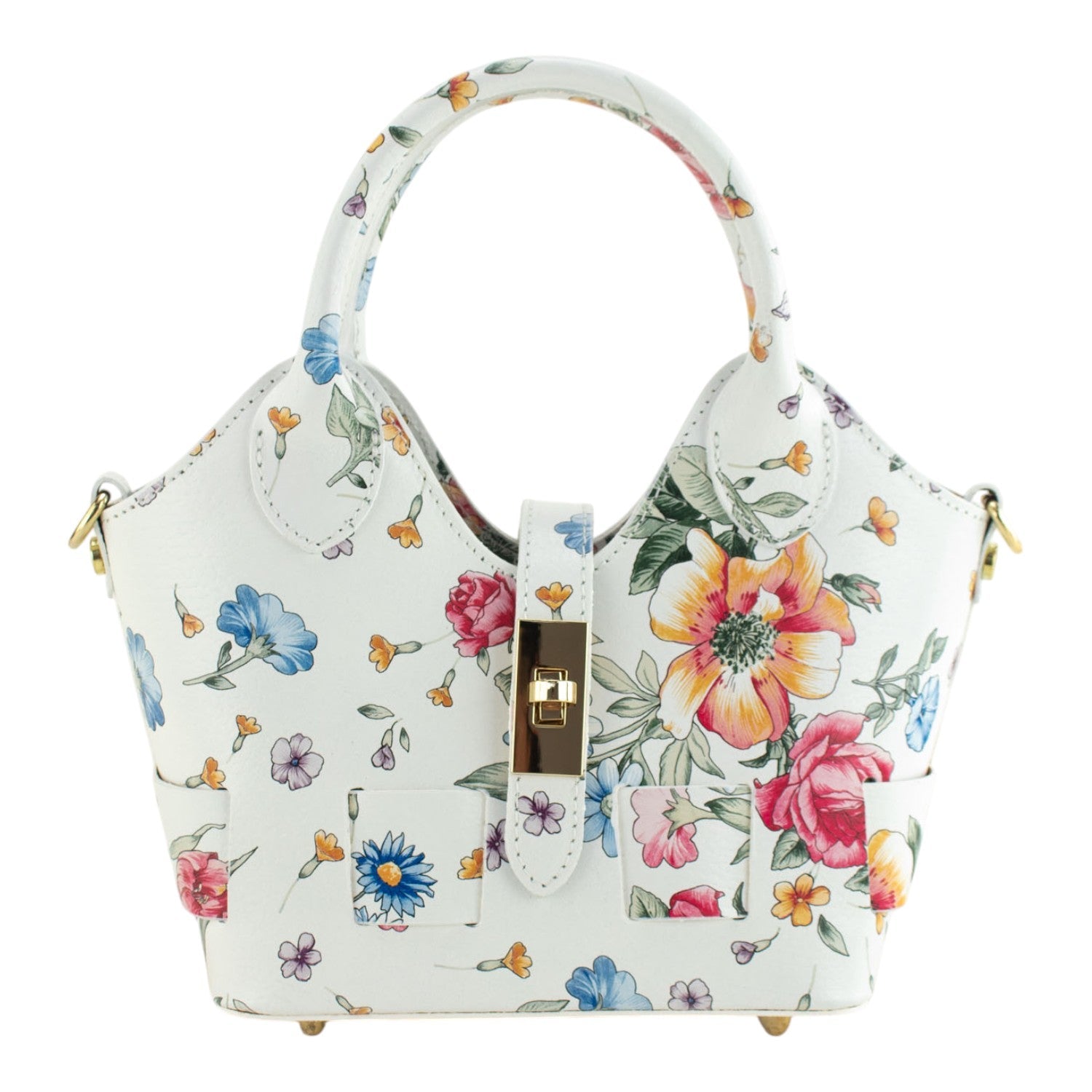 Bolso en Piel Pregato Piccolo tape Flores azules - KimondoShop