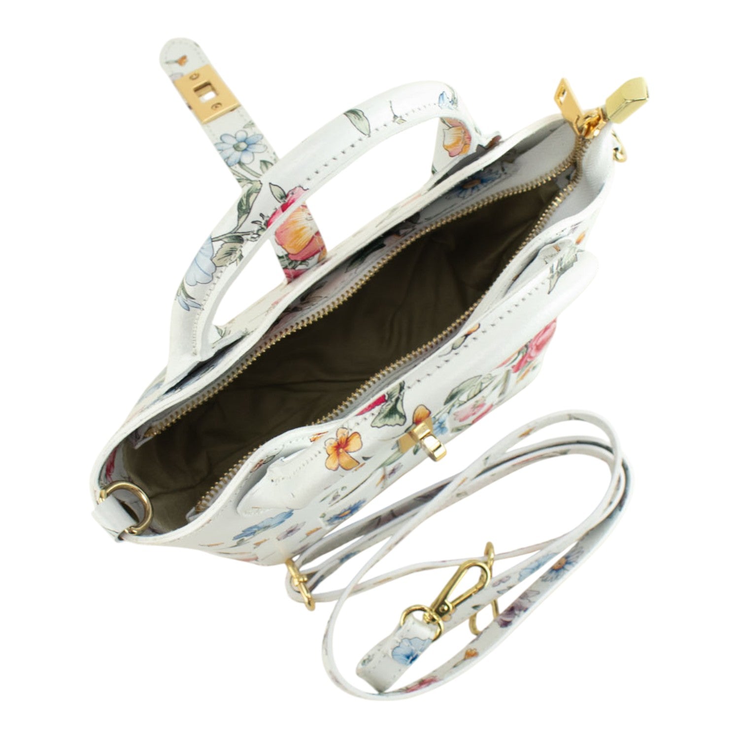 Bolso en Piel Pregato Piccolo tape Flores azules - KimondoShop