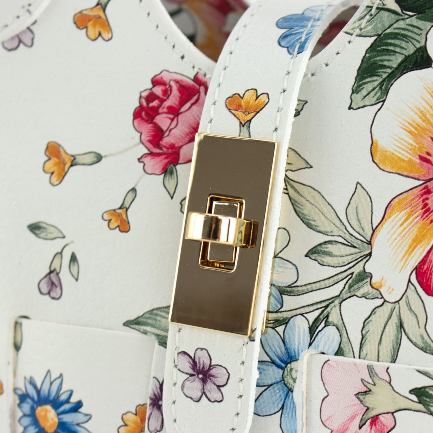 Bolso en Piel Pregato Piccolo tape Flores azules - KimondoShop