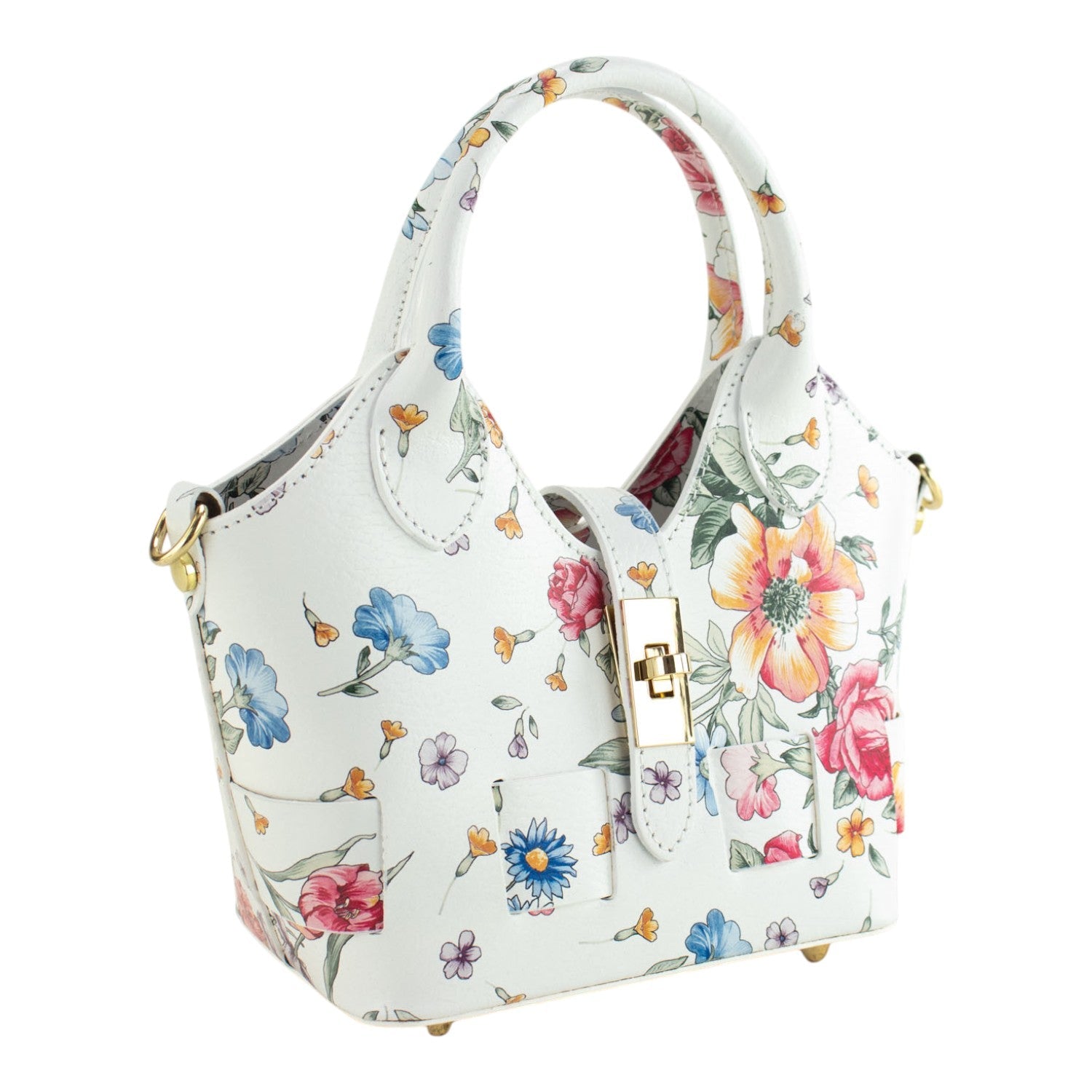 Bolso en Piel Pregato Piccolo tape Flores azules - KimondoShop