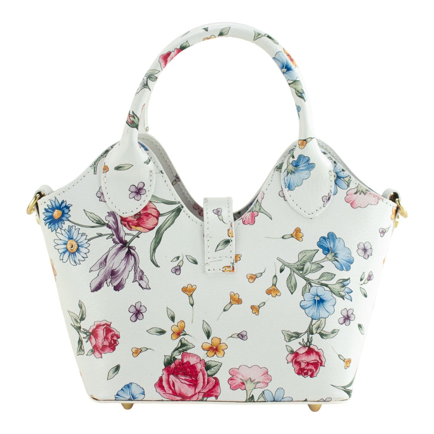 Bolso en Piel Pregato Piccolo tape Flores azules - KimondoShop
