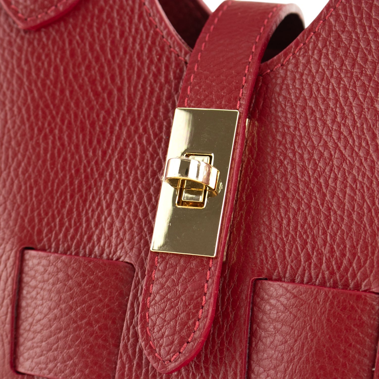 Bolso en Piel Pregato Piccolo tape Rojo oscuro - KimondoShop