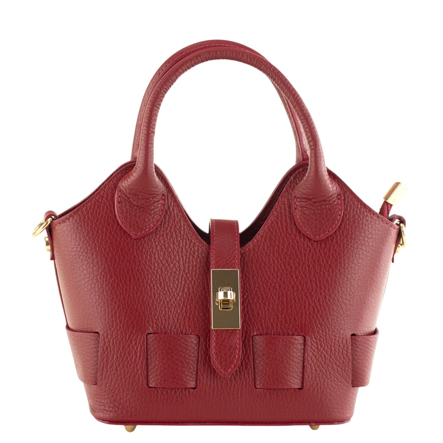 Bolso en Piel Pregato Piccolo tape Rojo oscuro - KimondoShop