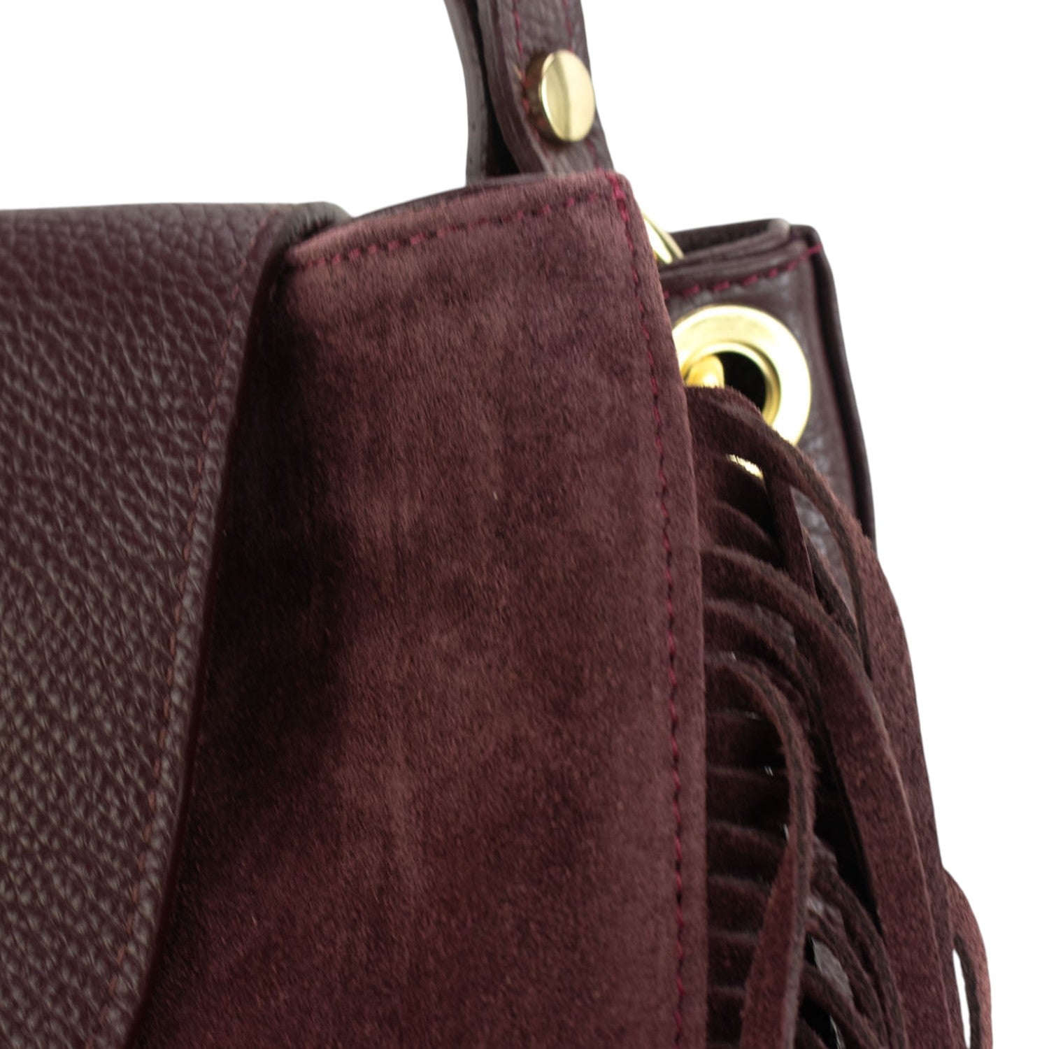 Bolso en piel Pregato Solenne Ante Burdeos - KimondoShop