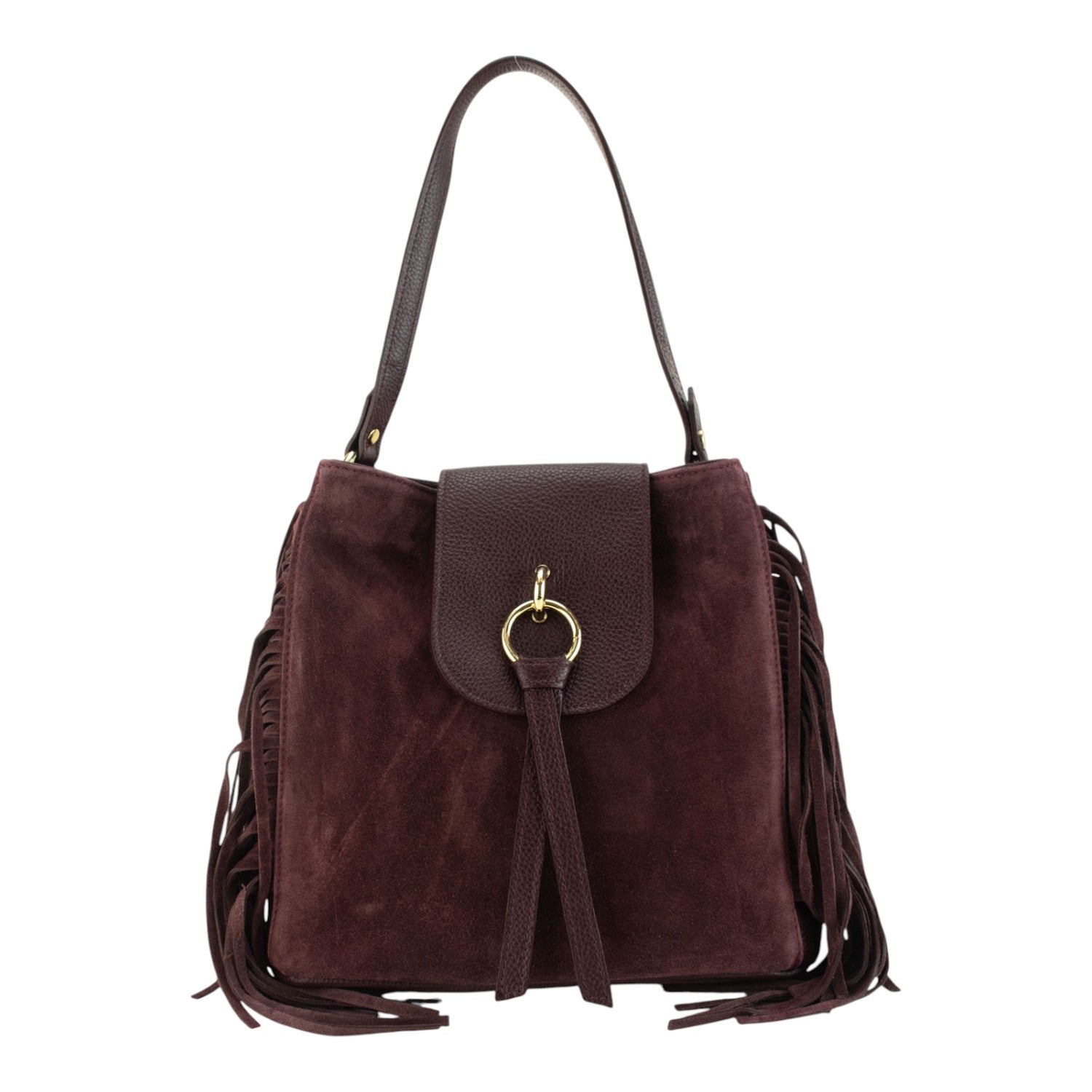 Bolso en piel Pregato Solenne Ante Burdeos - KimondoShop