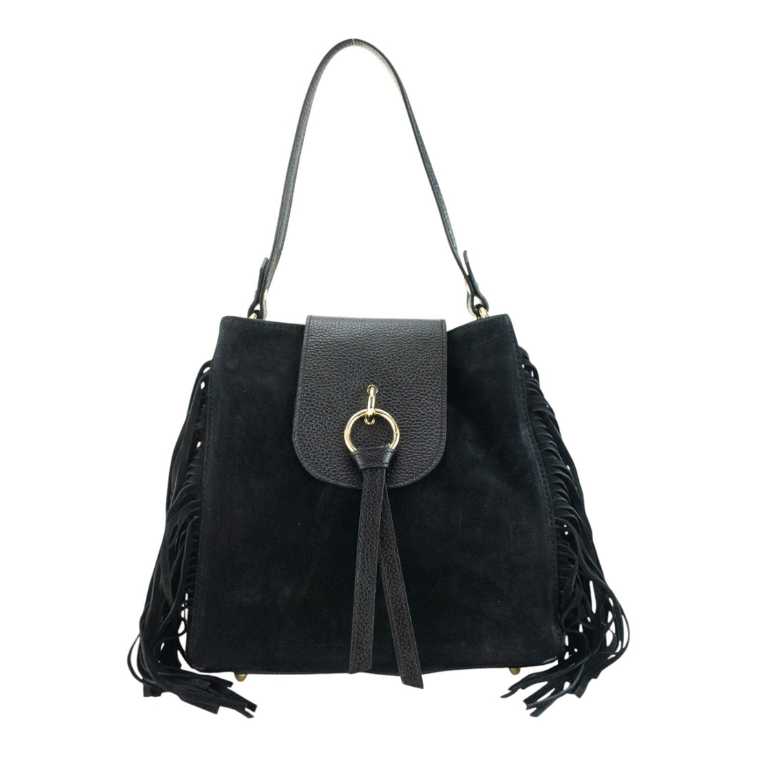 Bolso en piel Pregato Solenne Ante Negro - KimondoShop