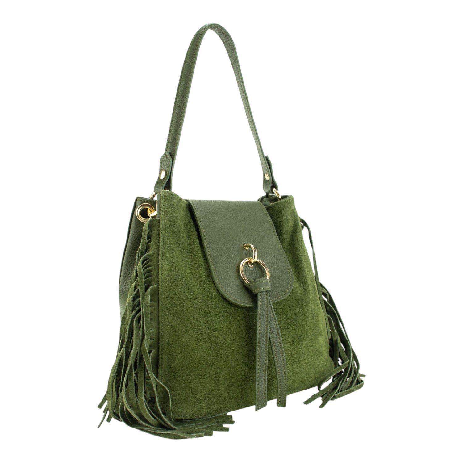 Bolso en piel Pregato Solenne Ante Verde - KimondoShop