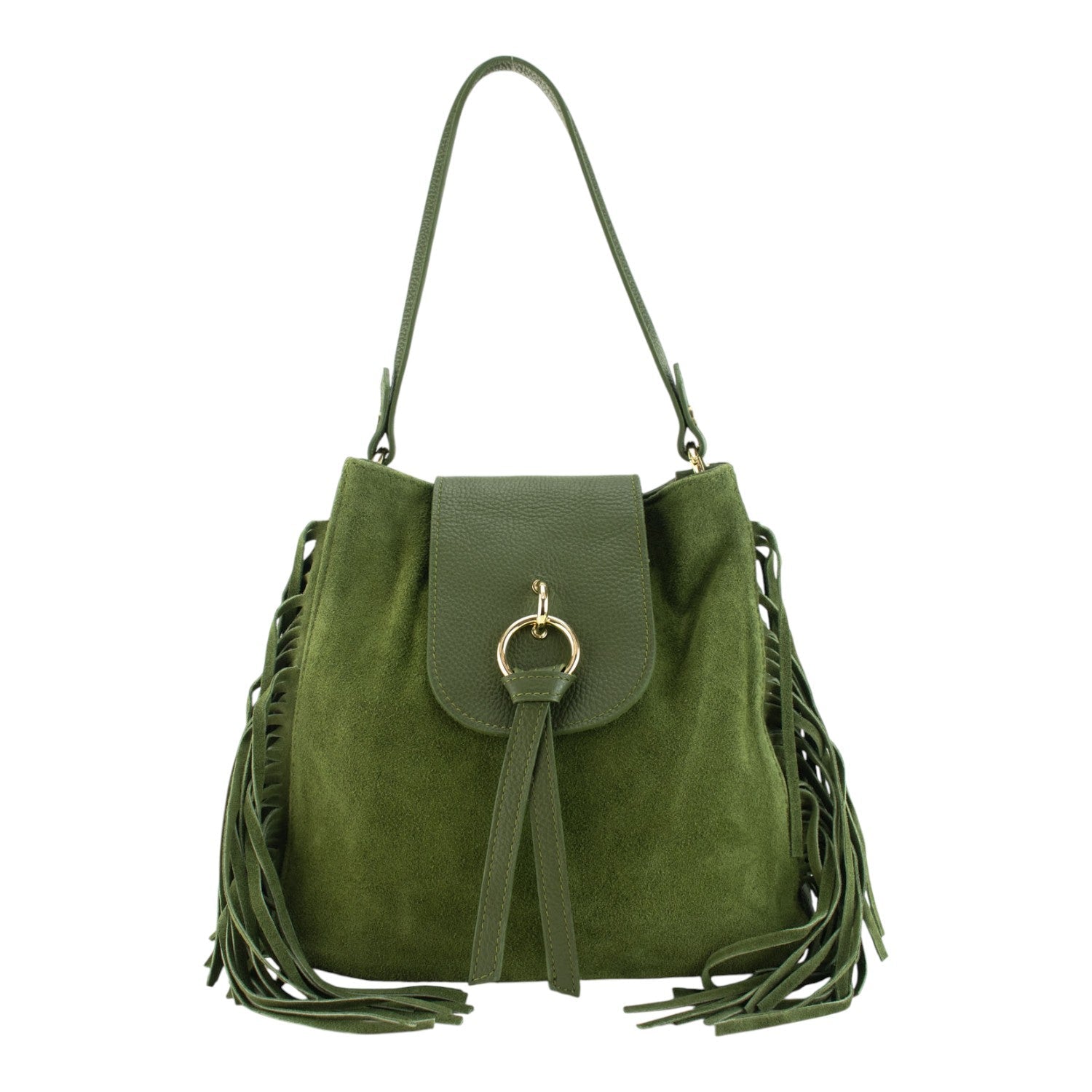 Bolso en piel Pregato Solenne Ante Verde - KimondoShop