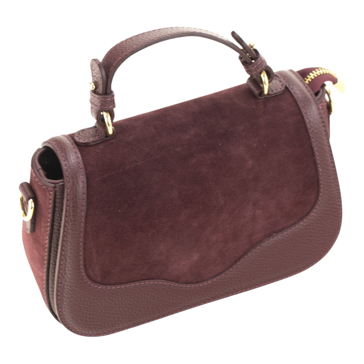 Bolso en piel Pregato Velluto Ante Burdeos - KimondoShop