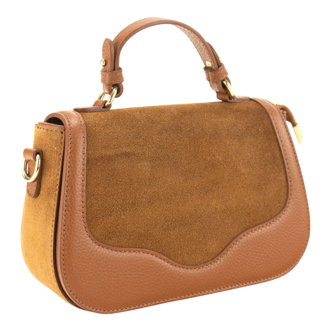 Bolso en piel Pregato Velluto Ante Camel - KimondoShop