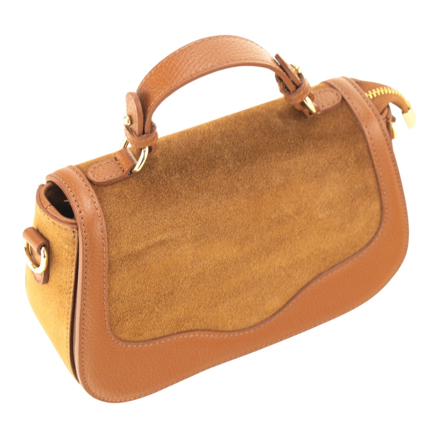 Bolso en piel Pregato Velluto Ante Camel - KimondoShop