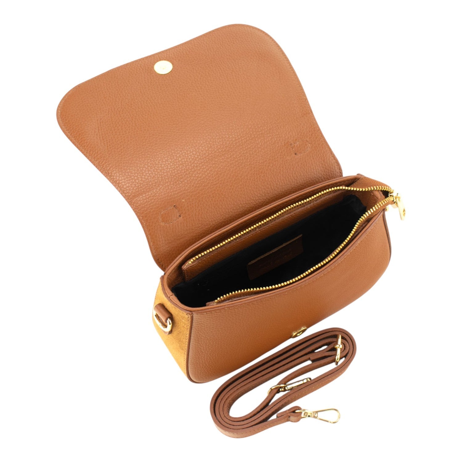 Bolso en piel Pregato Velluto Ante Camel - KimondoShop