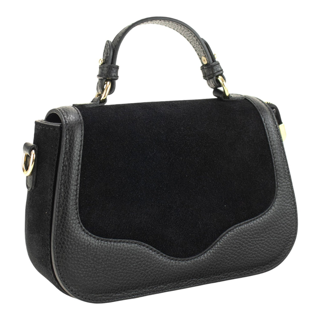 Bolso en piel Pregato Velluto Ante Negro - KimondoShop