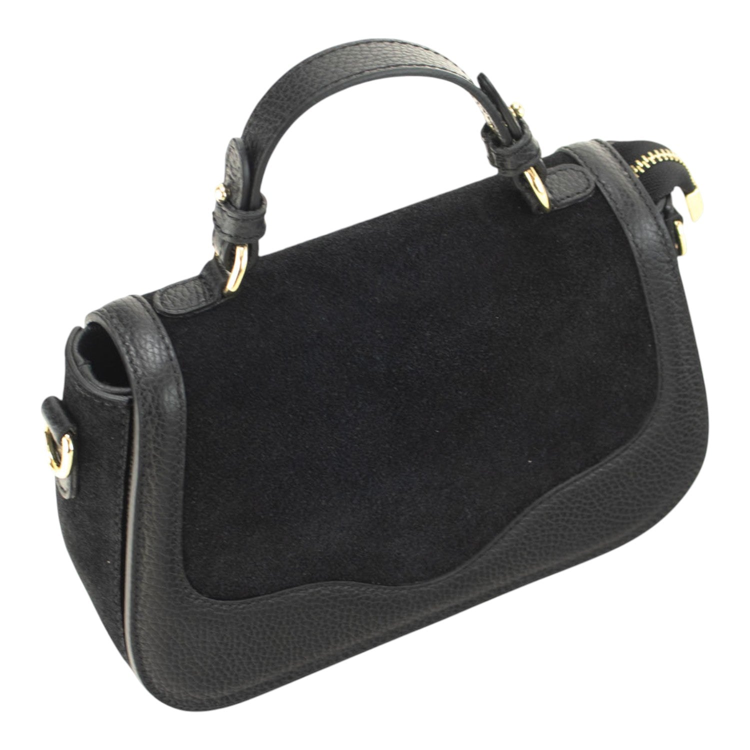 Bolso en piel Pregato Velluto Ante Negro - KimondoShop
