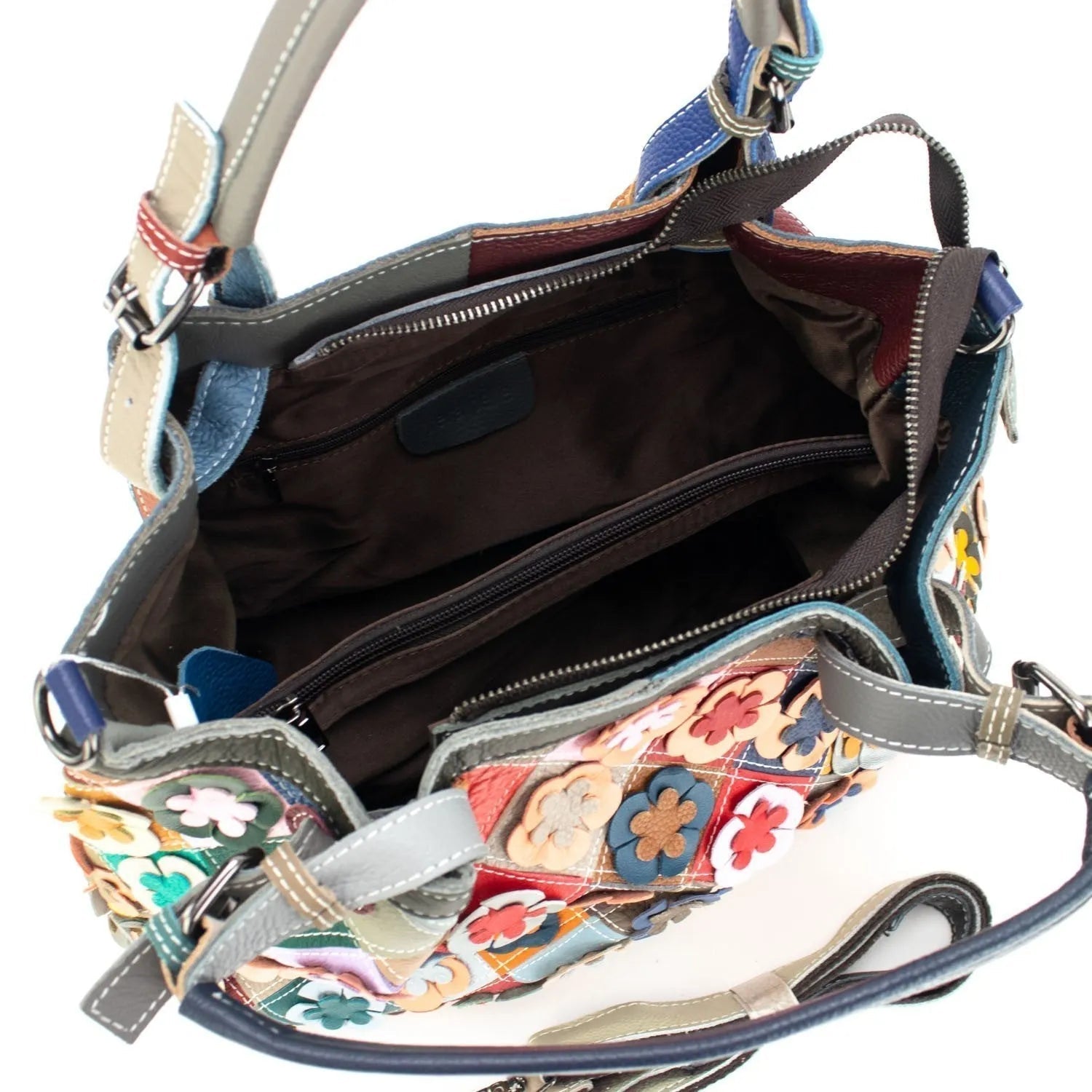 Bolso hobo de Piel Pregato Mosaic Flowers - KimondoShop