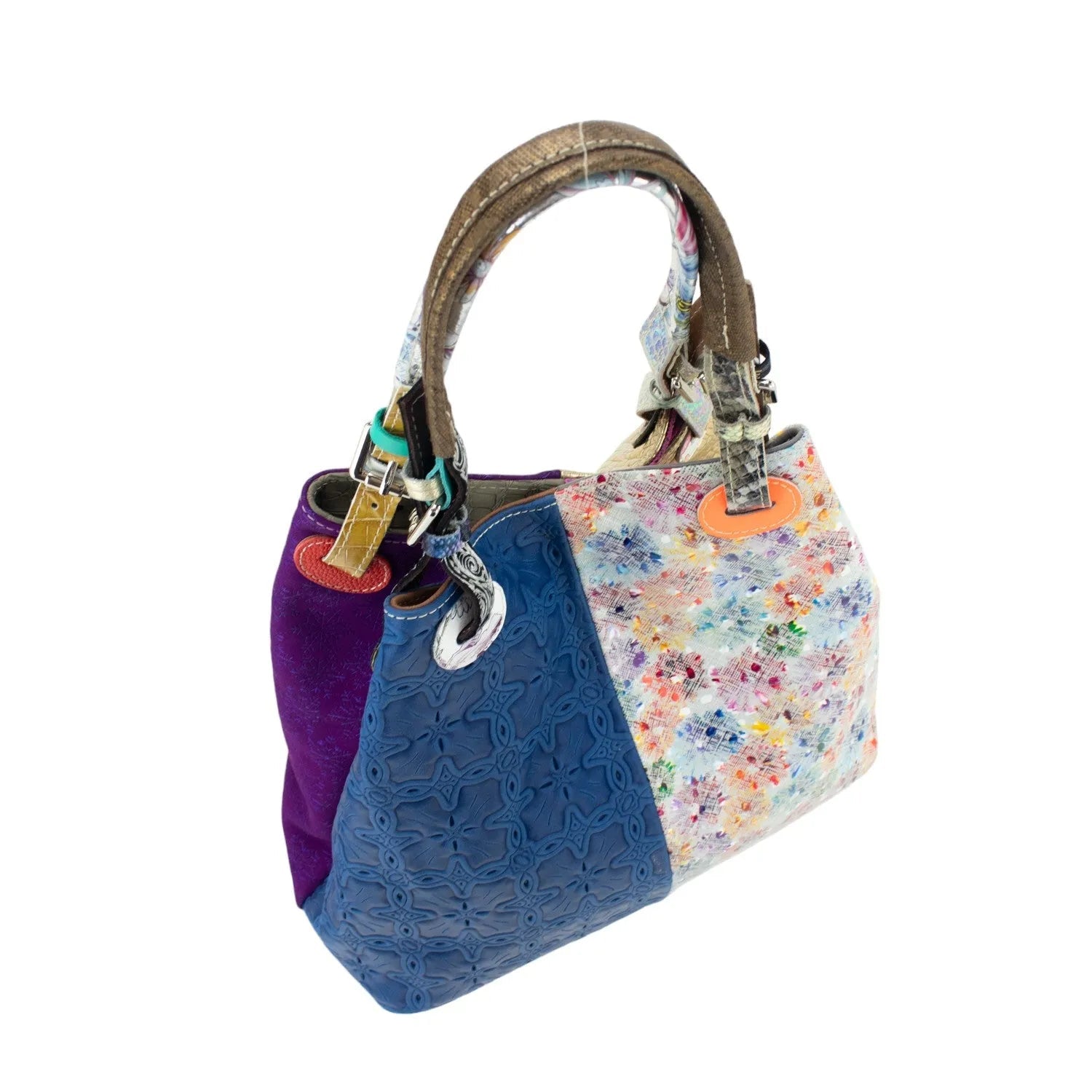 Bolso hobo en Piel Pregato Vittoria Azul Lila - KimondoShop