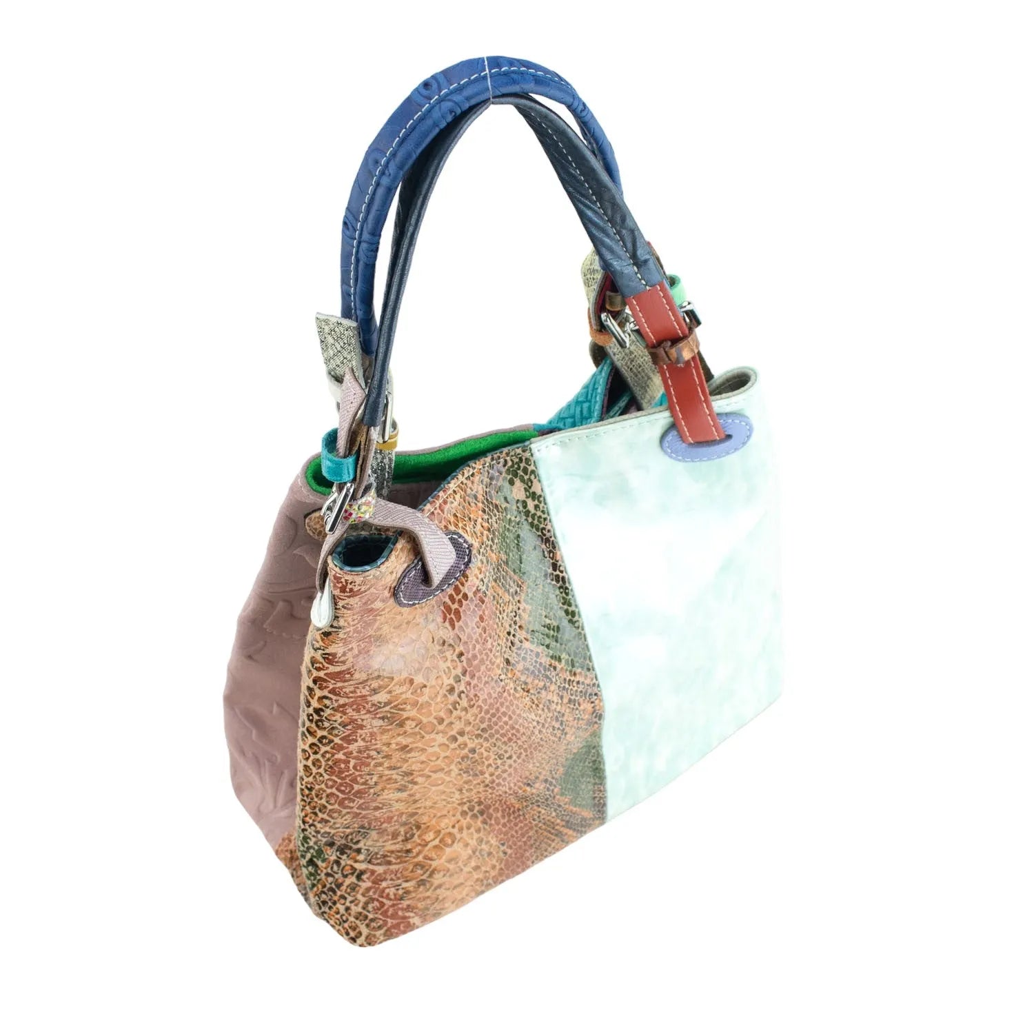 Bolso hobo en Piel Pregato Vittoria Snake Marble - KimondoShop