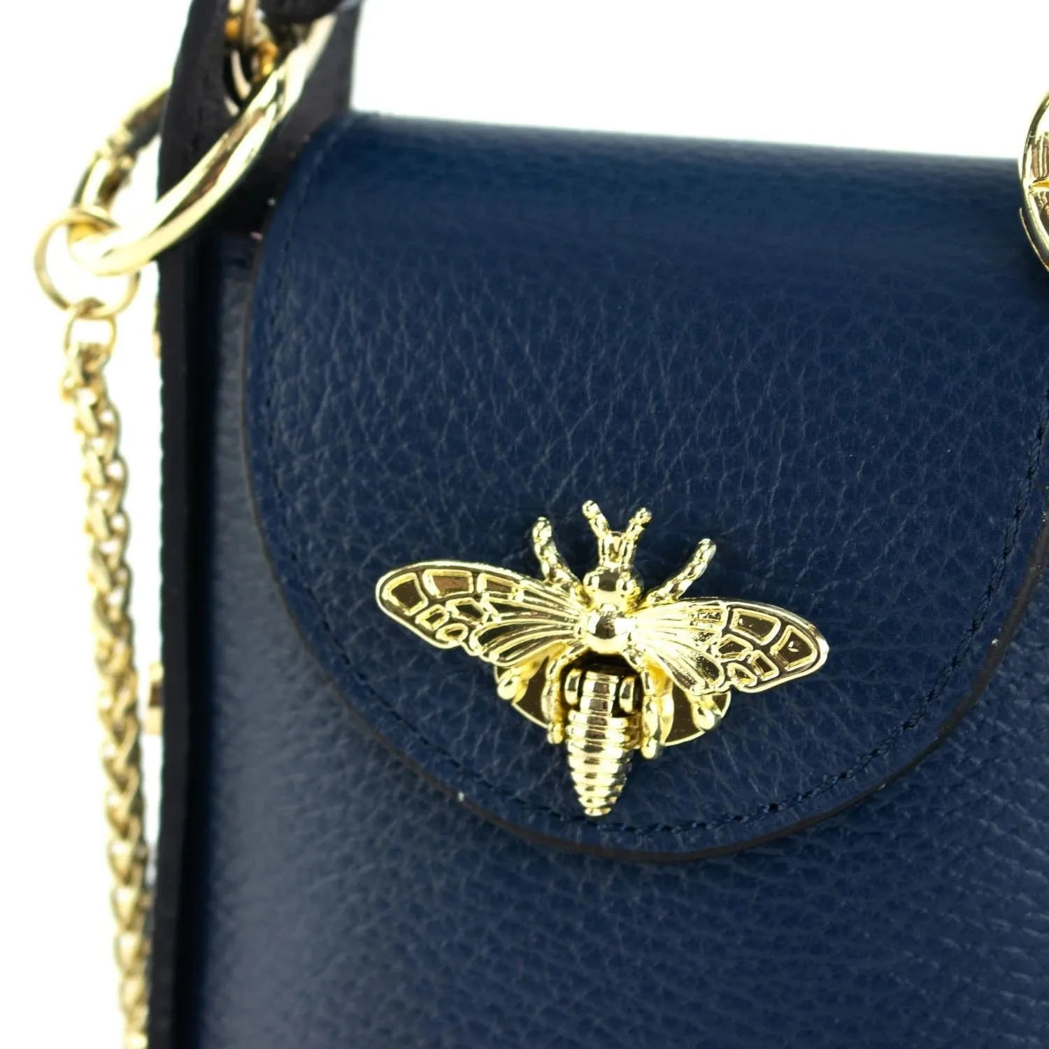 Bolso mini en Piel Pregato Golden Bee Azul marino - KimondoShop