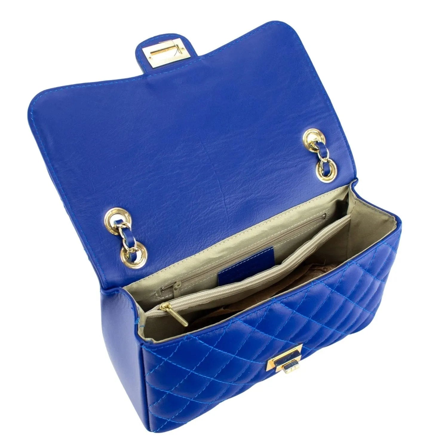 Bolso Piel Pregato Classy Azul eléctrico - KimondoShop