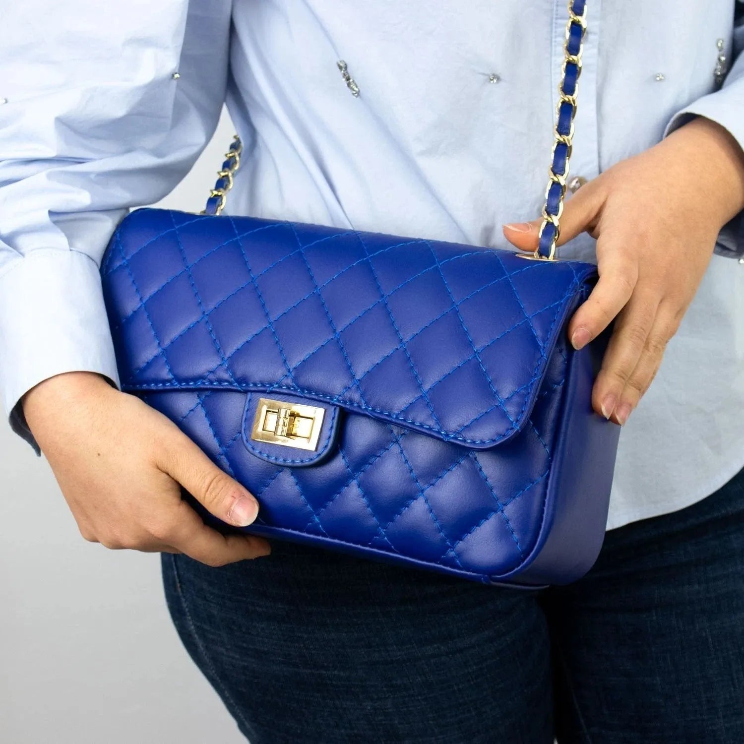 Bolso Piel Pregato Classy Azul eléctrico - KimondoShop