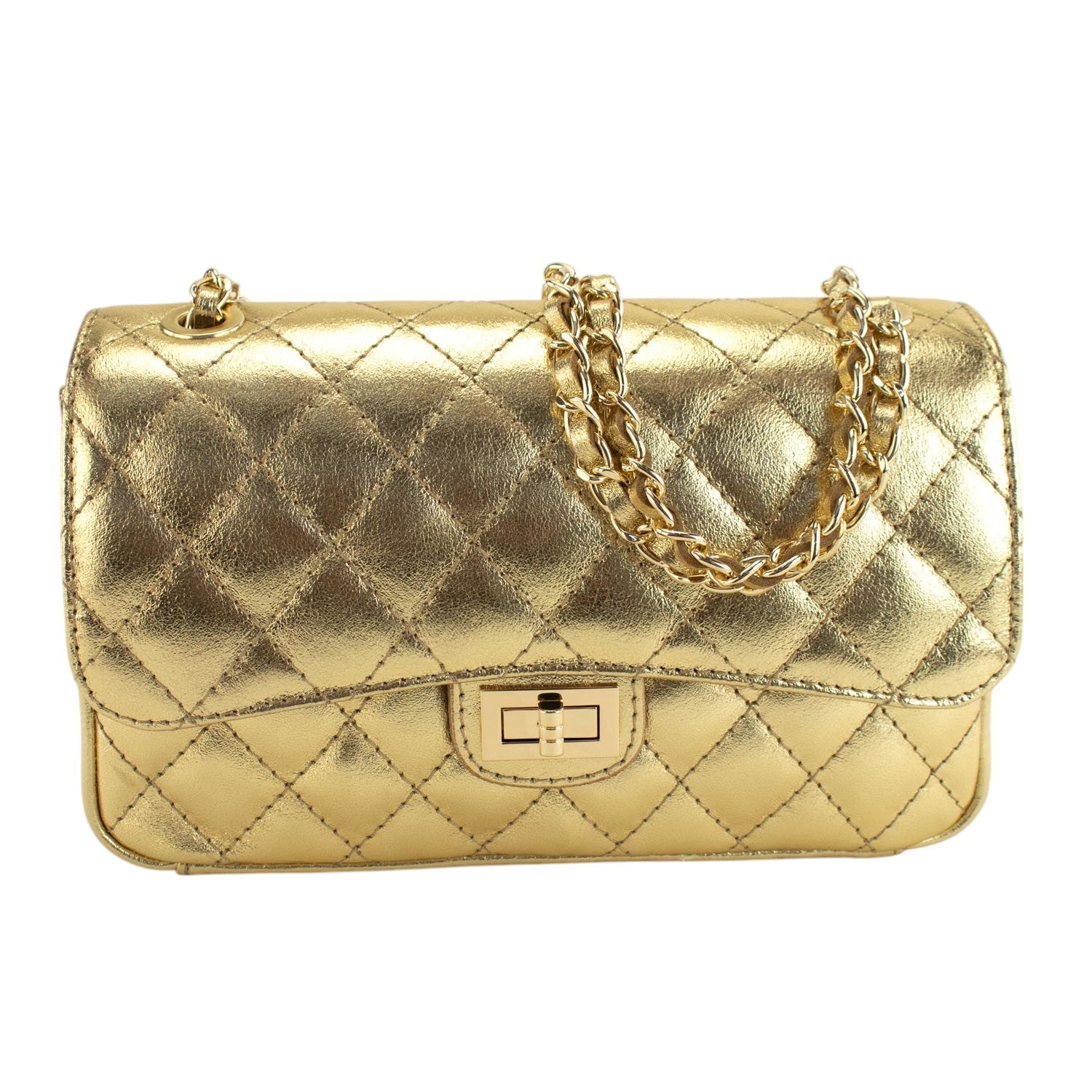 Bolso Piel Pregato Classy Dorado Gold - KimondoShop