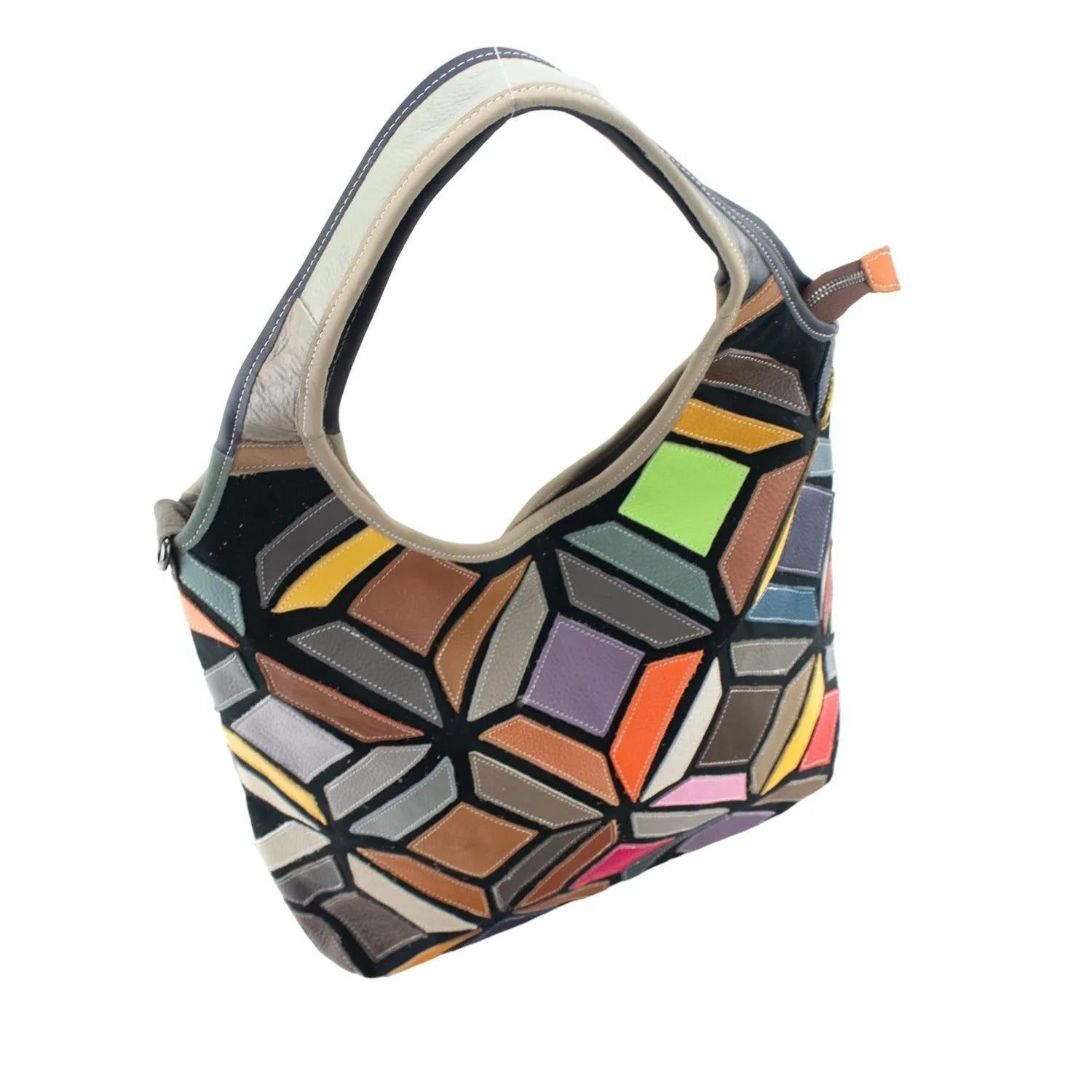 Bolso Shopper de Piel Pregato Mosaic Geometric - KimondoShop