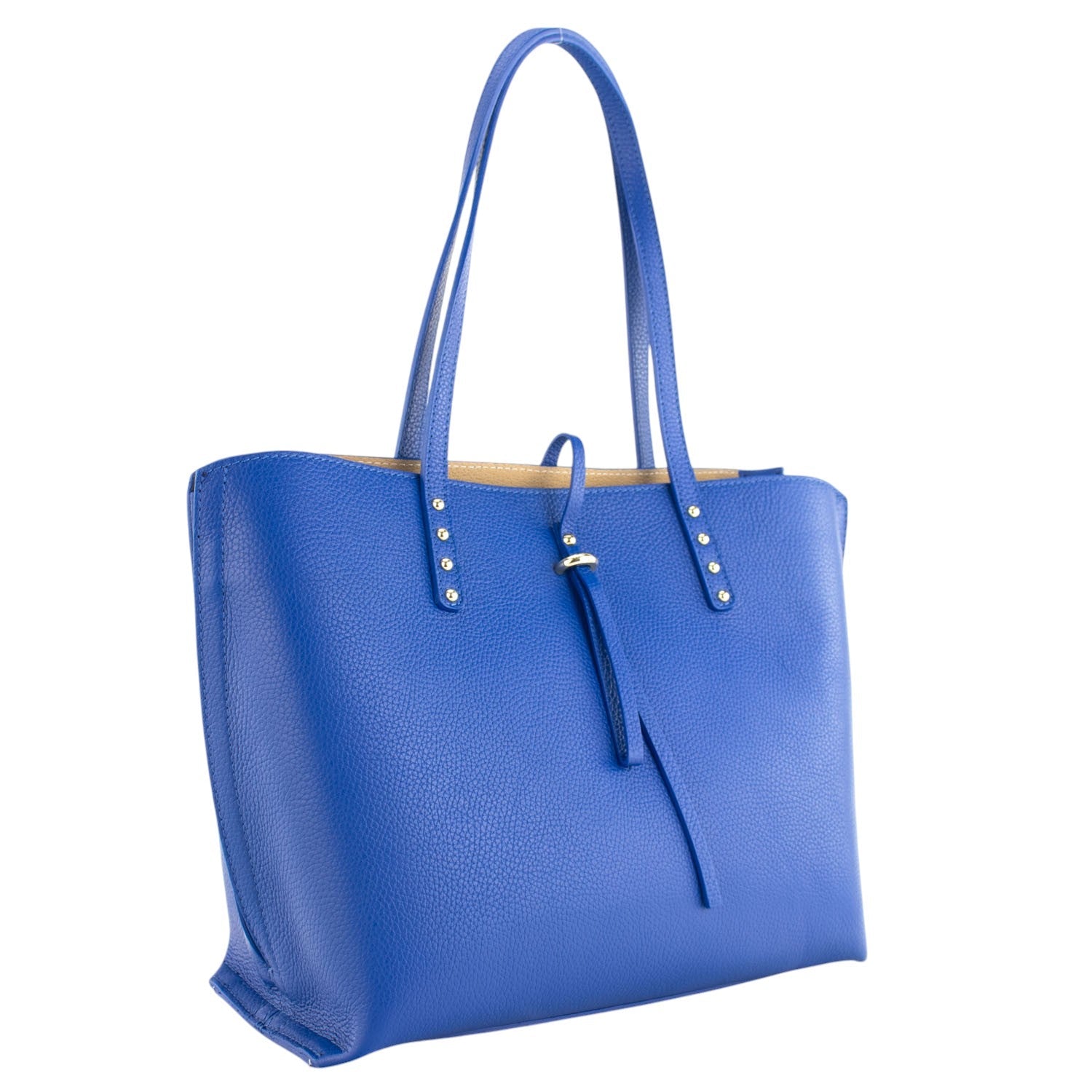 Bolso Shopper en Piel Pregato Loggia Azul electrico - KimondoShop