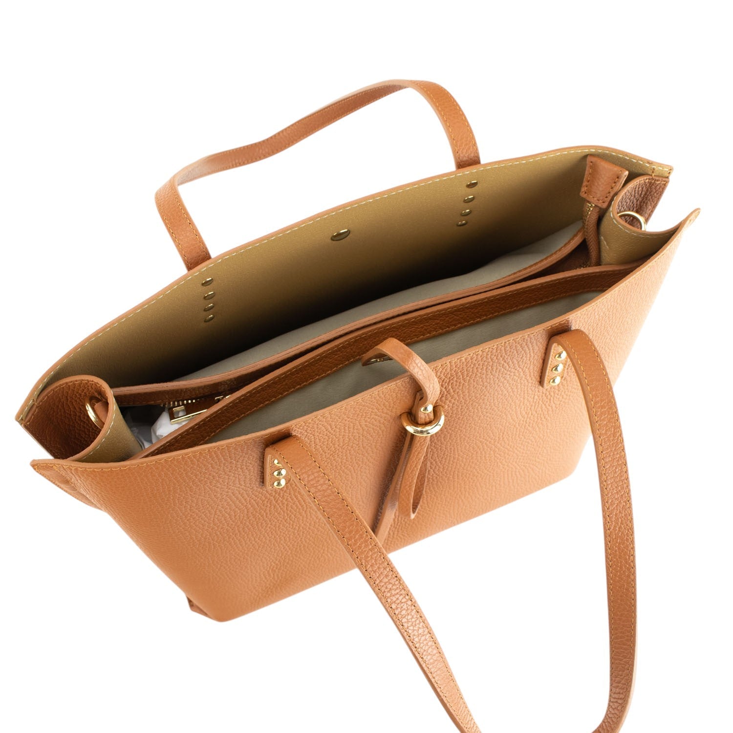 Bolso Shopper en Piel Pregato Loggia Camel - KimondoShop