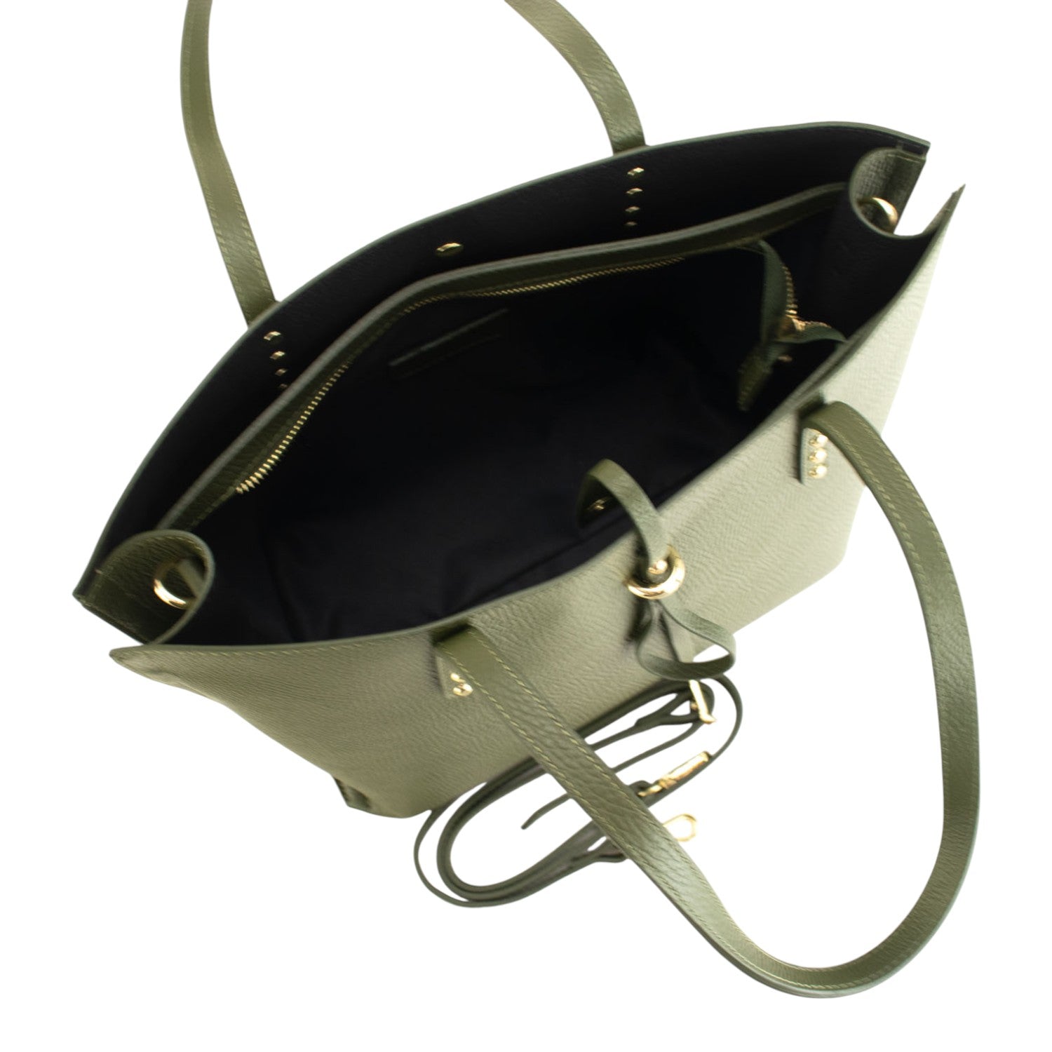 Bolso Shopper en Piel Pregato Loggia Verde - KimondoShop