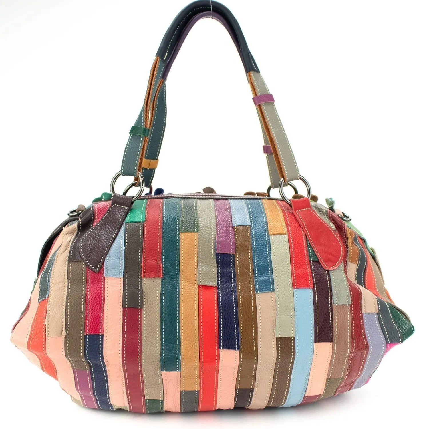 Bolso shopper grande de Piel Pregato Mosaic Flowers - KimondoShop