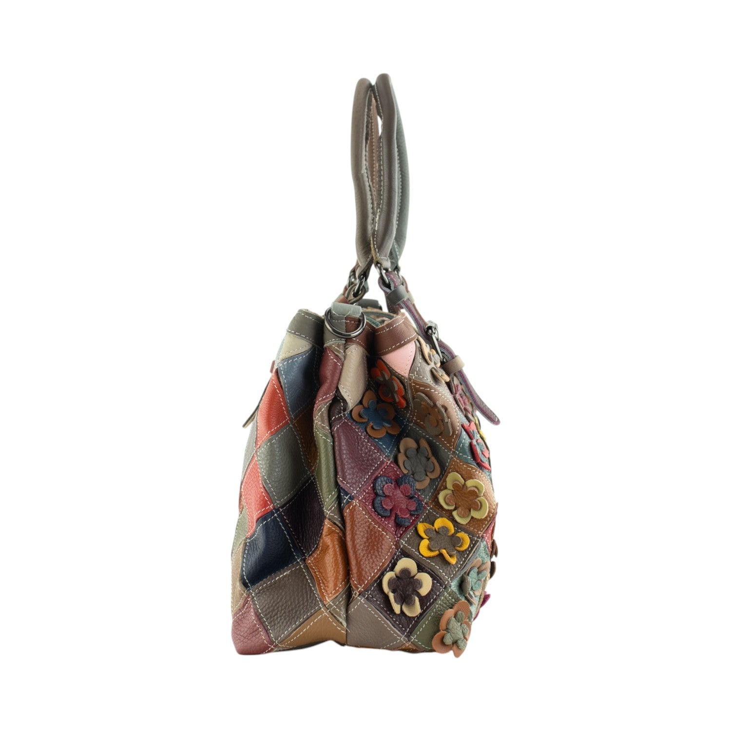 Bolso triple de Piel Pregato Mosaic Flowers - KimondoShop