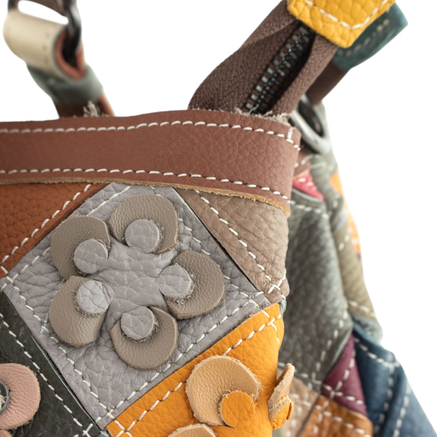 Bolso triple de Piel Pregato Mosaic Flowers - KimondoShop