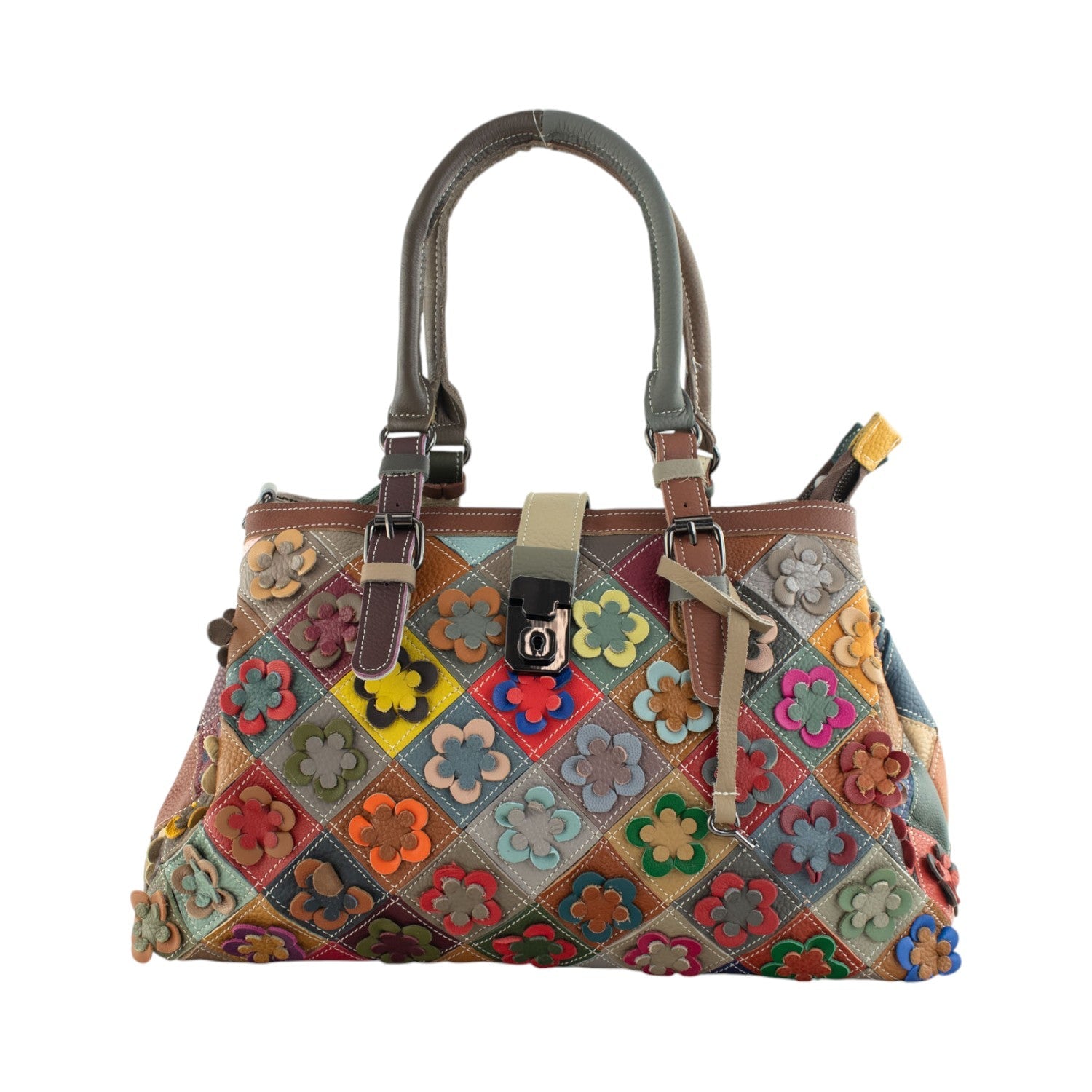 Bolso triple de Piel Pregato Mosaic Flowers - KimondoShop