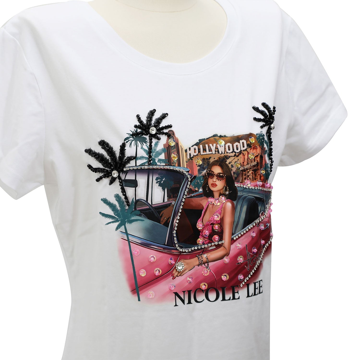 Camiseta manga corta Nicole Lee Hollywood Drive Blanco - KimondoShop