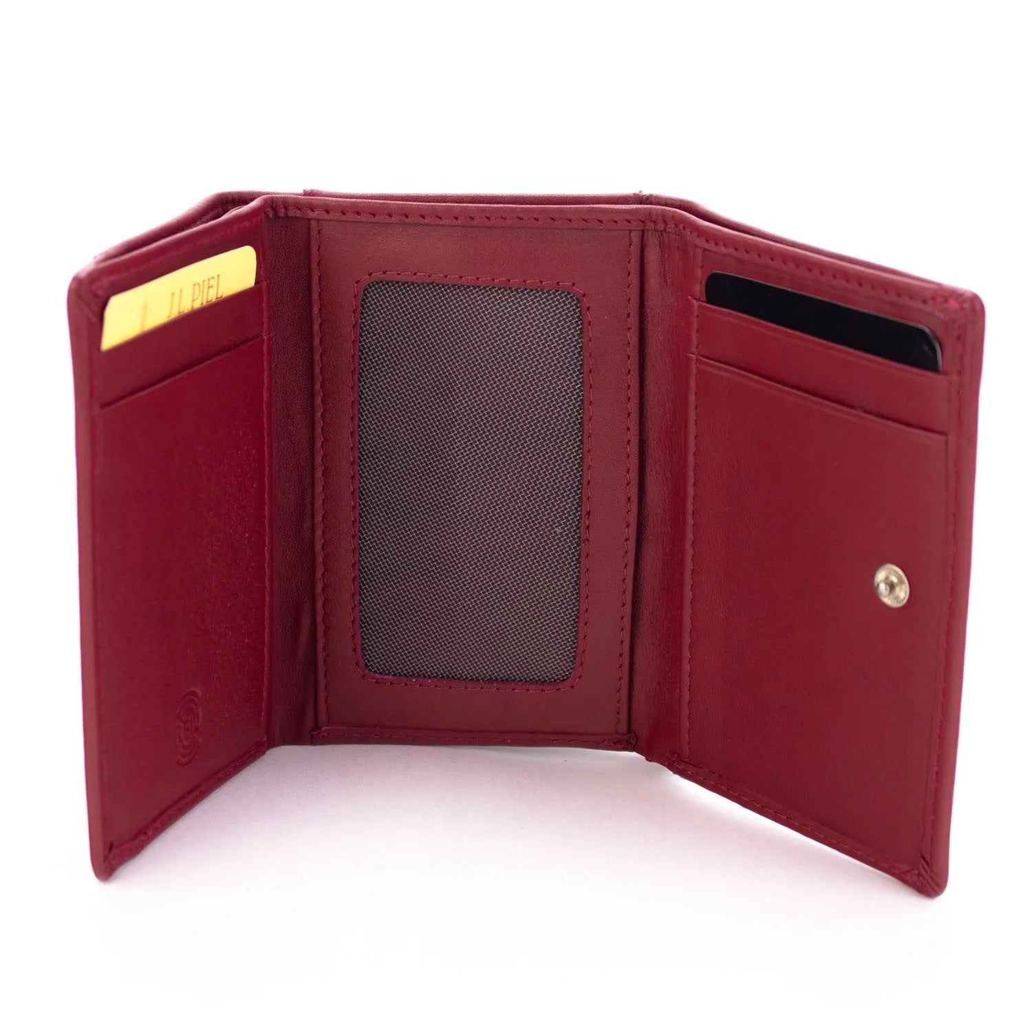 Cartera compacta Piel Basics JL Piel hombre Rojo