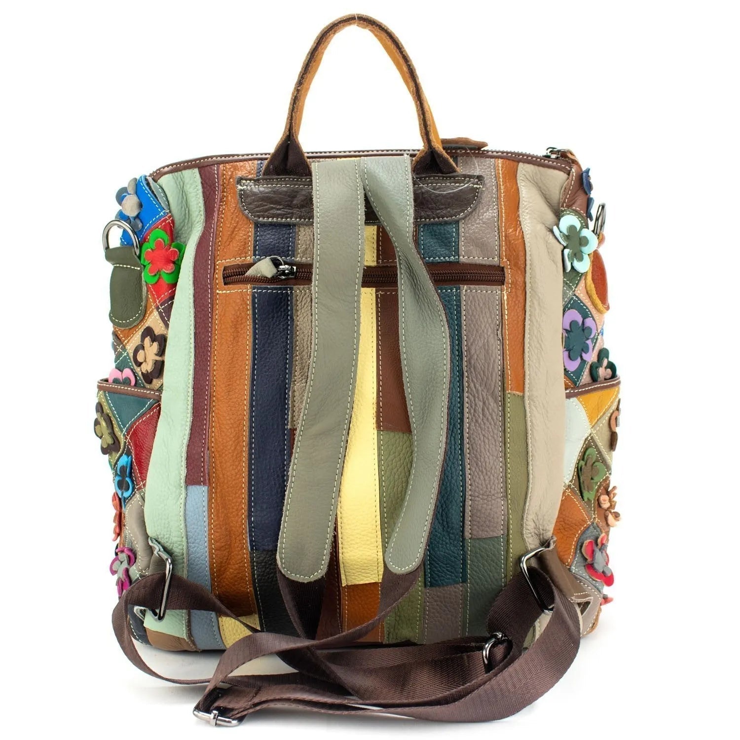 Mochila con bandolera de Piel Pregato Mosaic Flowers - KimondoShop