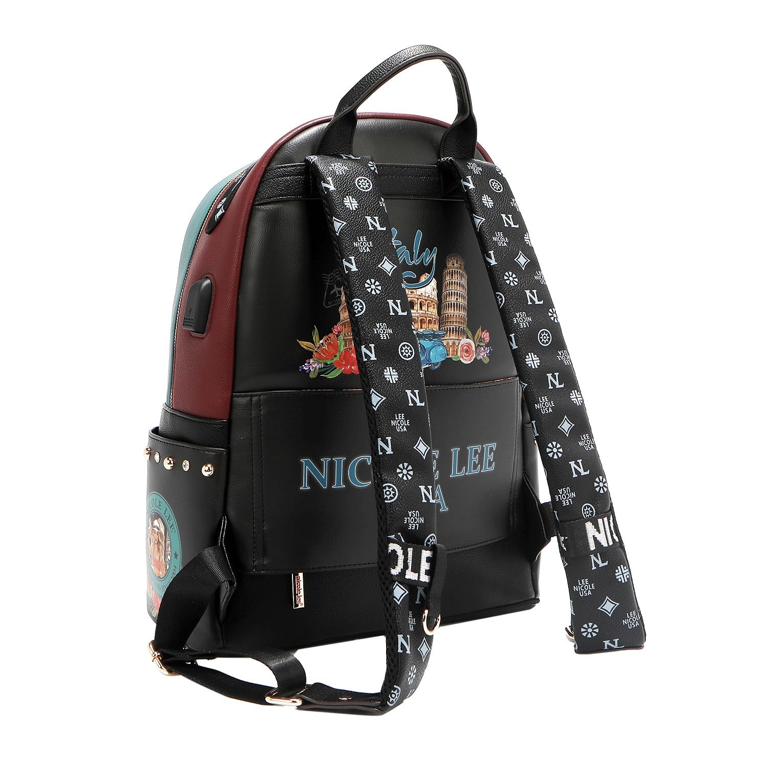 Mochila grande USB Nicole Lee Martha Travels Italy - KimondoShop