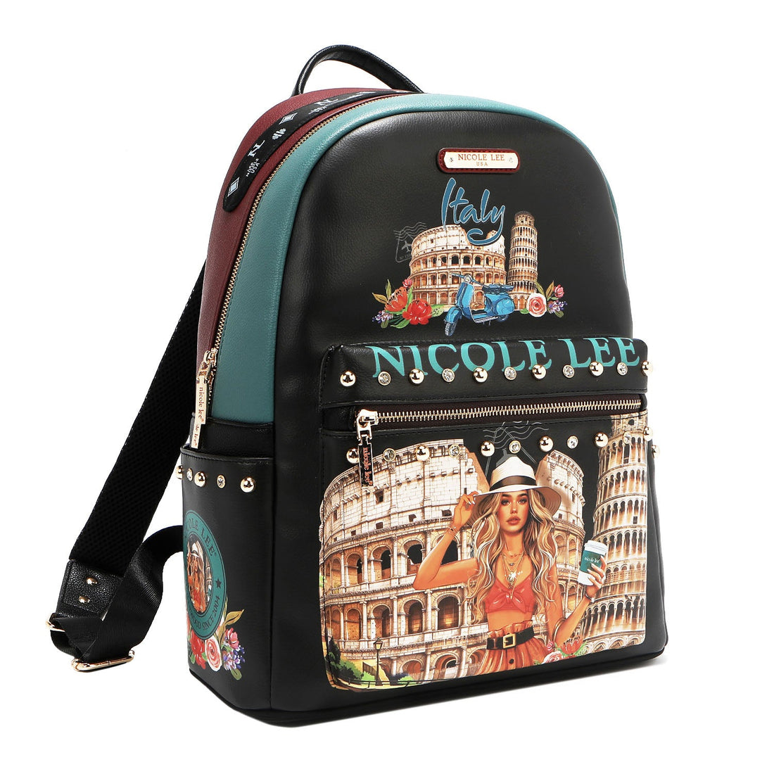 Mochila grande USB Nicole Lee Martha Travels Italy - KimondoShop