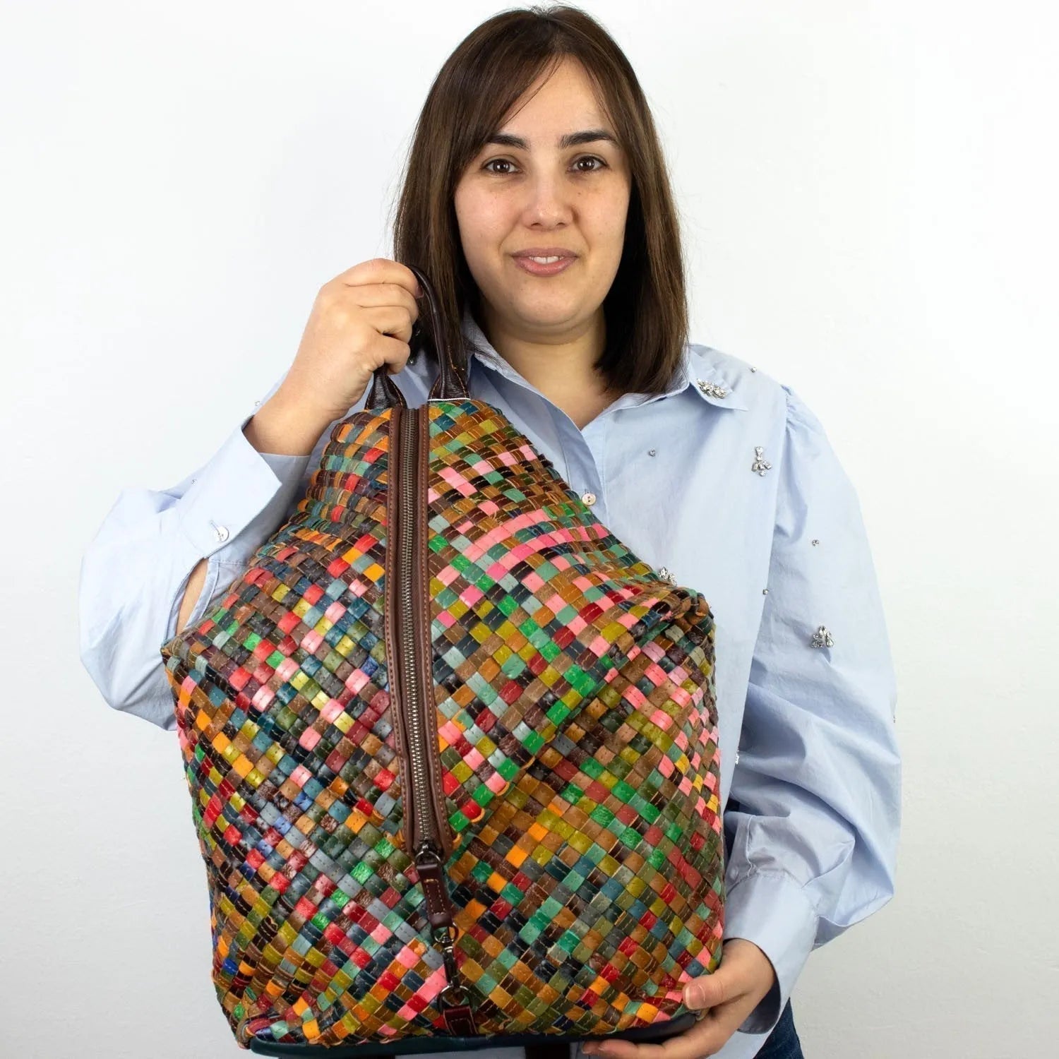 Mochila pera de Piel Pregato Mosaic - KimondoShop