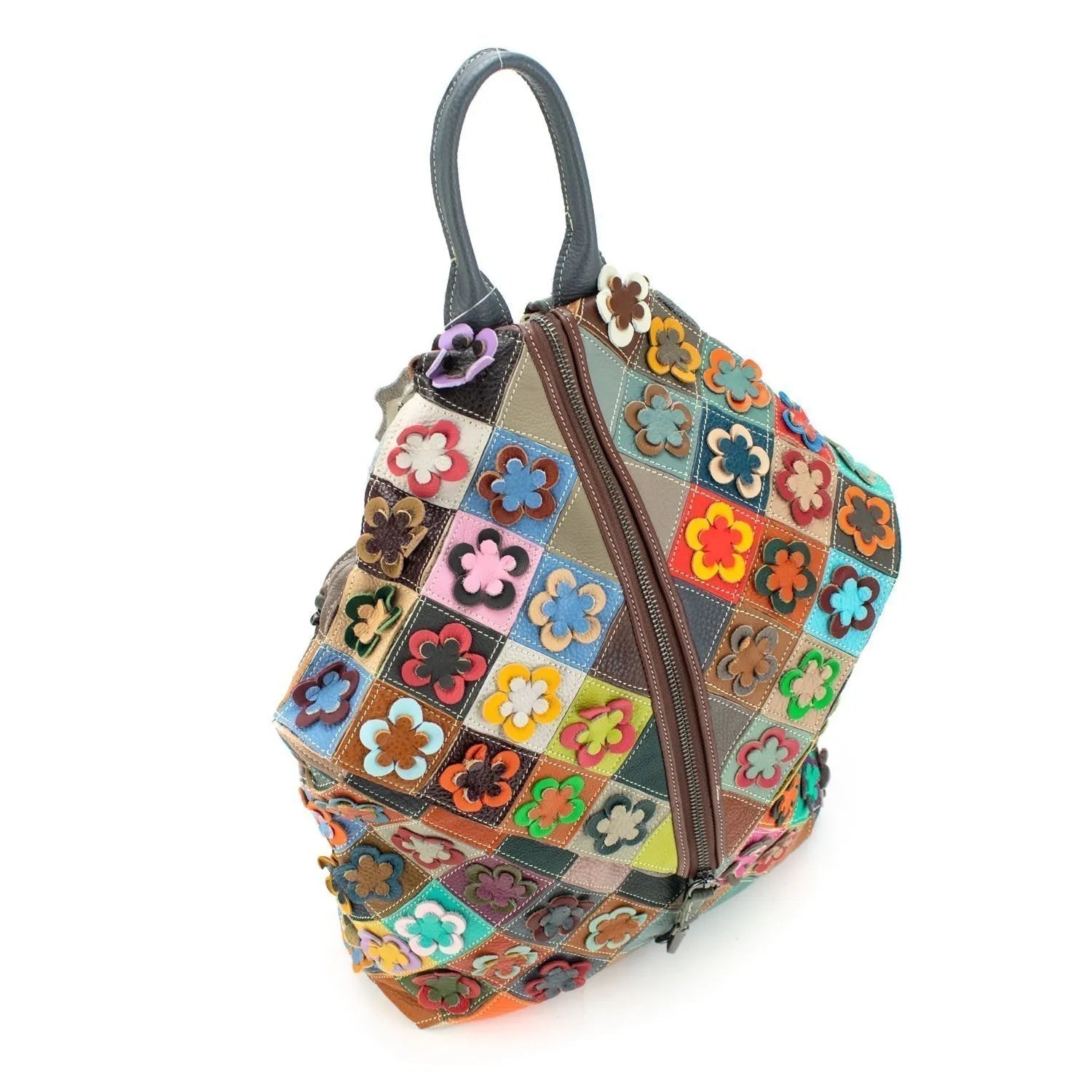 Mochila pera de Piel Pregato Mosaic Flowers - KimondoShop