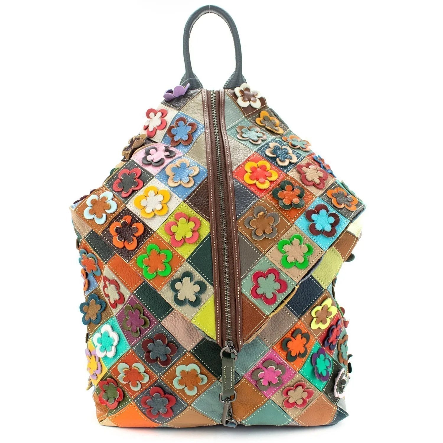 Mochila pera de Piel Pregato Mosaic Flowers - KimondoShop