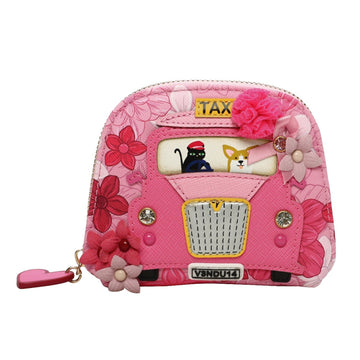 Monedero y bolsa plegable Vendula London Cats & Corgis Floral - Pink Ribbon Foundation - KimondoShop