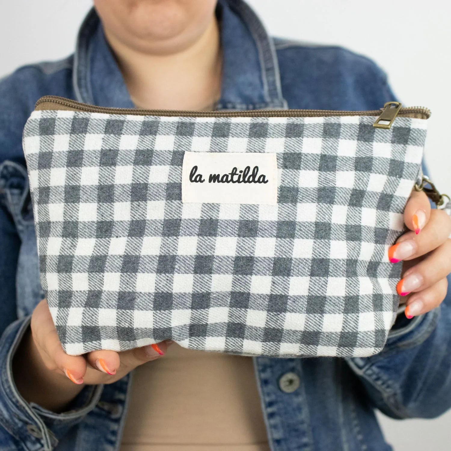 Neceser grande La Matilda Vichy Gris - KimondoShop