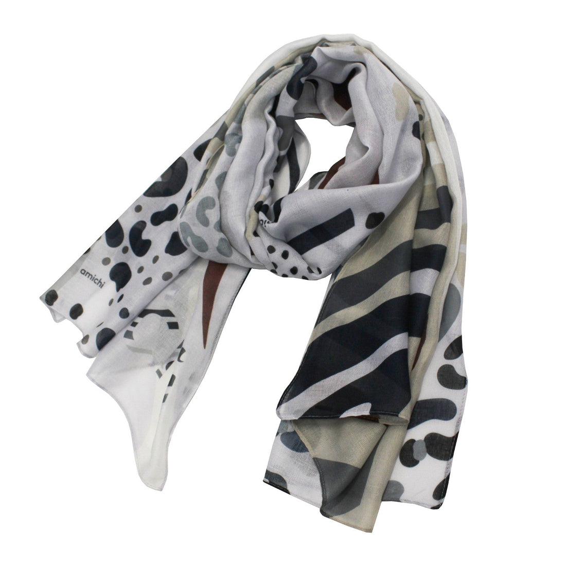 Pañuelo Amichi Print formas gris - KimondoShop